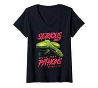 Mujer Tomando en Serio Las pitones arbóreas Verdes Desde 1993 Camiseta Cuello V