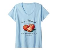 Mujer Tomates maduros en vid 100% orgánicos Camiseta Cuello V