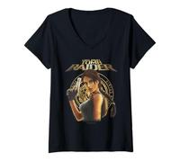 Mujer Tomb Raider Lara Croft Portrait with Seal Retro Video Game Camiseta Cuello V
