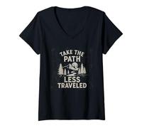 Mujer Tome el camino menos transitado. Al aire libre, Vintage, Exploración Camiseta Cuello V