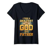 Mujer Tomé una Prueba de ADN y Dios es mi Padre Cita del Cristianismo Camiseta Cuello V