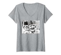 Mujer Tommy Cooper Magic Comediante Sonriendo de Oreja a Oreja 1977 Camiseta Cuello V