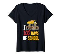 Mujer Tonka I Crushed 100 Days of School Classic Mighty Dump Truck Camiseta Cuello V