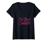Mujer Too Blessed to Be Stressed Inspirational Faith Design Camiseta Cuello V