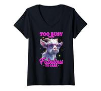 Mujer Too Busy Being Fabulous to Care Camiseta Cuello V