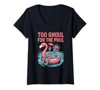 Mujer Too Ghoul for The Pool, Divertido y Espeluznante Mashup de Verano y Halloween Camiseta Cuello V