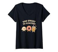 Mujer Too Sweet To Function Kawaii Donut Boba y Mochi Food Camiseta Cuello V