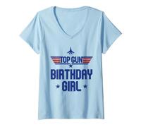 Mujer Top Gun Birthday Girl Stars Camiseta Cuello V