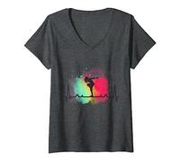 Mujer Top Latido del corazón Raving Baile Fiesta Hacer y bailar Camiseta Cuello V