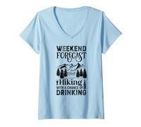 Mujer Top para Amantes del Senderismo | Senderismo con Oportunidad de Beber Camiseta Cuello V