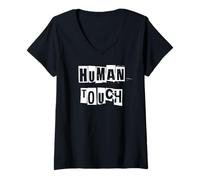 Mujer Toque Humano Camiseta Cuello V