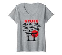 Mujer Torii Gate Sunrise Kioto Nubes Edición de Fans de Viaje Camiseta Cuello V