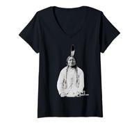 Mujer Toro Sentado Jefe Indio Nativo Americano Lakota Sioux Pride Camiseta Cuello V