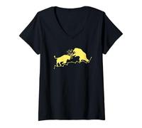 Mujer Toro y oso Accionista ETF Acciones Inversor Trader Camiseta Cuello V