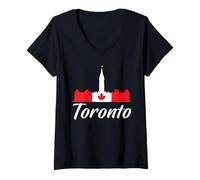 Mujer Toronto Canadá Animales Mapa Camiseta Cuello V