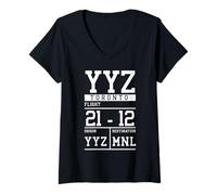 Mujer Toronto Flight Funny Canadá Camiseta Cuello V