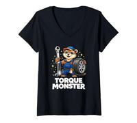 Mujer Torque Monster Otter - Llave mecánica para neumáticos Camiseta Cuello V