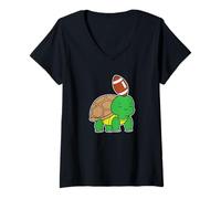 Mujer Tortuga Juega fútbol Americano Camiseta Cuello V