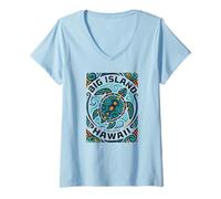 Mujer Tortuga Marina Hawaiana Tribal de Big Island Hawaii Honu Camiseta Cuello V