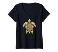 Mujer Tortuga Marina Maya Azteca Animal Espiritual Tribal Mexicano Camiseta Cuello V