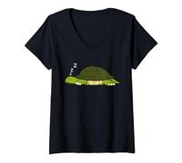 Mujer Tortugas devoradoras de hamburguesas Tortuga irónica Camiseta Cuello V