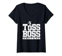 Mujer Toss Boss Frisbee Sports en la Playa Camiseta Cuello V