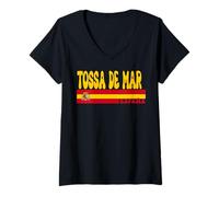 Mujer TOSSA DE MAR Ciudad España Vintage Estética Vacaciones de Verano Camiseta Cuello V