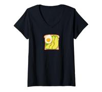 Mujer Tostada de huevo con aguacate Camiseta Cuello V