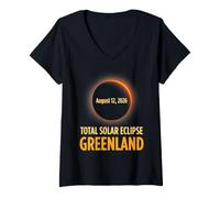 Mujer Total Solar Eclipse Greenland August 12 2026 Arctic Eclipse Camiseta Cuello V