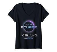 Mujer Total Solar Eclipse Iceland 8 12 2026 Totality Astronomy Camiseta Cuello V
