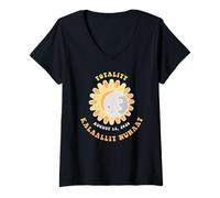 Mujer Totalidad del Eclipse Solar de Groenlandia 12 de Agosto de 2026 Camiseta Cuello V