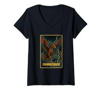Mujer Tótem de pájaro legendario folclore nativo americano estilo vintage Camiseta Cuello V