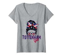 Mujer Tottenham Girl, Tottenham Girls, bandera británica para mujer Camiseta Cuello V