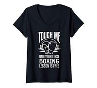 Mujer Touch Me And Your First Boxing Lesson Is Free | Boxeo Camiseta Cuello V