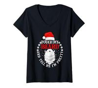 Mujer Touch My Beard and Dime I'm Pretty Santa Christmas Camiseta Cuello V