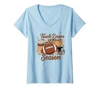 Mujer Touchdown Season Football Coffee Leopard Game Day - Aficionado a los Deportes Camiseta Cuello V