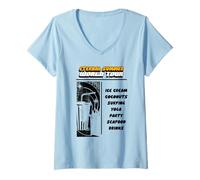 Mujer Tour Mundial Eterno Verano Helado Coco Surf Yoga Camiseta Cuello V
