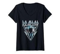 Mujer Tour oficial de Def Leppard exclusivo de Amazon 2025 Camiseta Cuello V