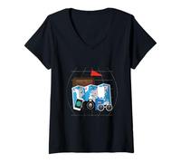 Mujer Tourist Spirit Day Costume Camera Pasaporte Guía turística Camiseta Cuello V