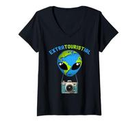 Mujer Tourist T. ExtraTURISTial Alien Earth Day Favores Día de la Tierra Camiseta Cuello V