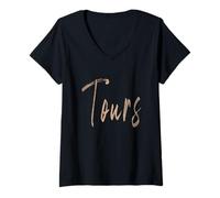 Mujer Tours France Diseño Elegante Vintage Camiseta Cuello V