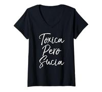 Mujer Toxica Pero Sucia Latina Mexicana Divertido Esposa Novia Mujer Camiseta Cuello V