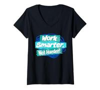 Mujer ¡Trabaja de Forma más Inteligente, no más Camiseta Cuello V