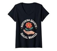 Mujer Trabajador Social Camiseta Cuello V