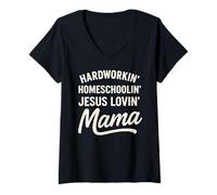 Mujer Trabajadora educando en casa, Jesús, amando a mamá, madre que estudia en casa Camiseta Cuello V