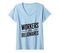 Mujer Trabajadores sobre multimillonarios - Defienden la equidad Camiseta Cuello V