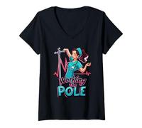 Mujer Trabajando la enfermera Pole Dance para enfermeras Camiseta Cuello V