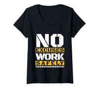 Mujer Trabaje de Forma Segura | La Seguridad es lo Primero | Regalo del Día N Camiseta Cuello V