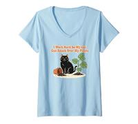 Mujer Trabajo Duro para Que mi Gato Pueda derribar Plantas Divertido Retro Camiseta Cuello V