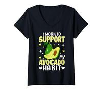 Mujer Trabajo para apoyar mi hábito de aguacate Camiseta Cuello V